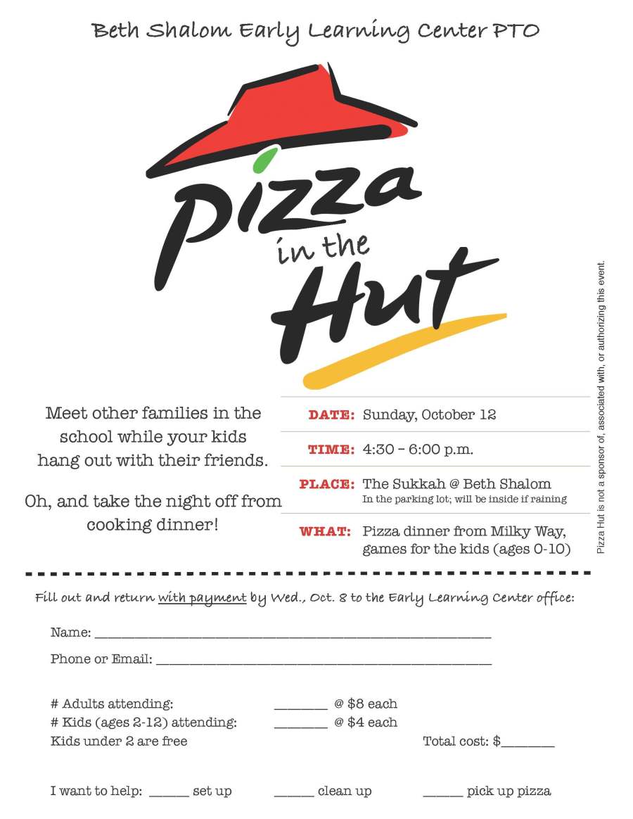 Pizza in the Hut flier